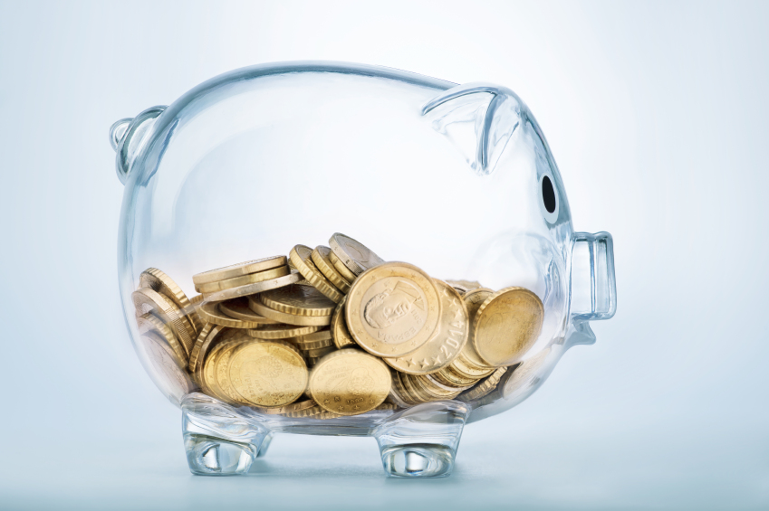 A see through piggy bank