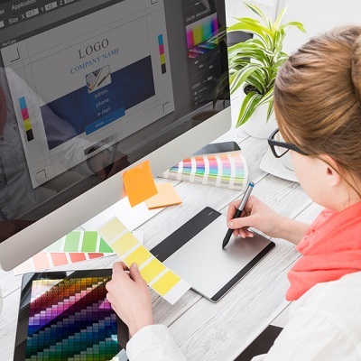Graphic designer at work